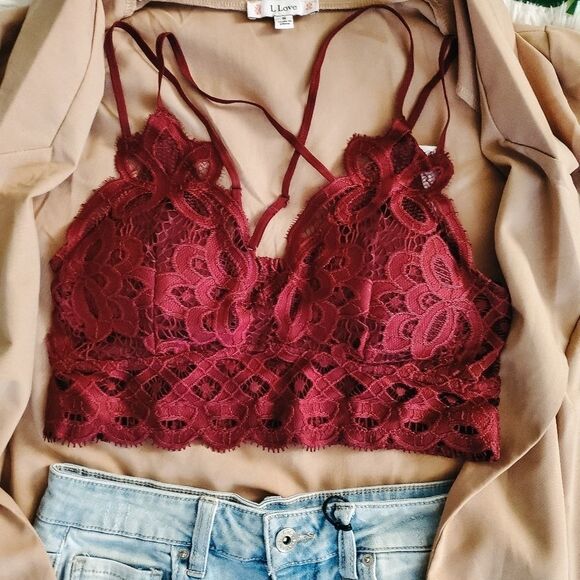 BURGUNDY CROCHET BRALETTE - Picture 2 of 3